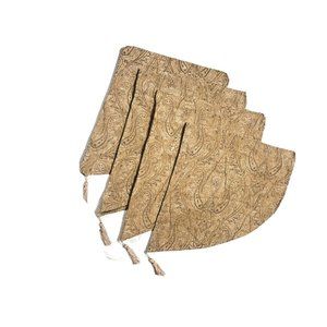 Set 4 Valances Luxury Window Treatments Short Curtains Tan Tassels Tapestry